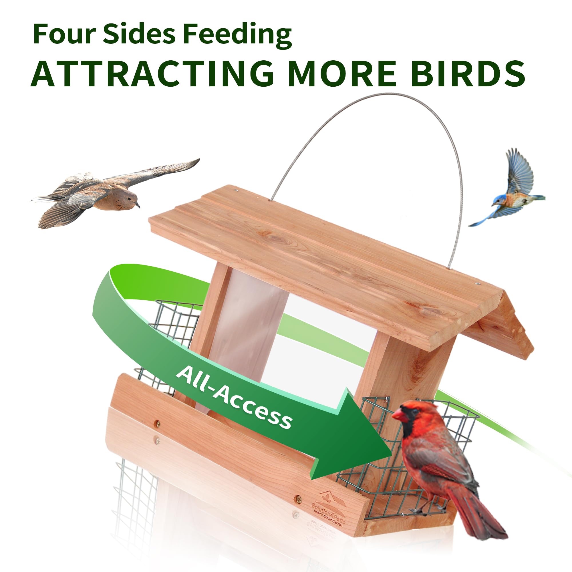 Detailed view of the wide fill opening of the bird feeder