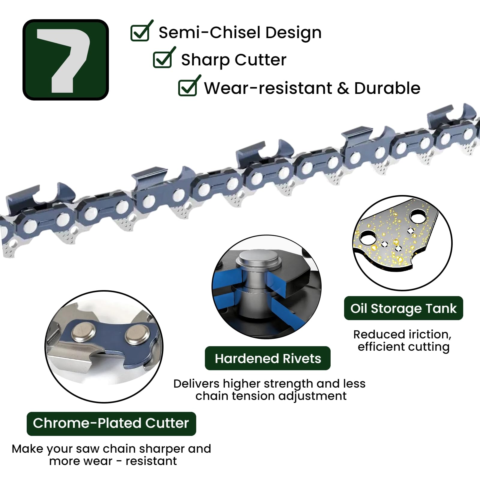 Detailed view of Wangenbro chainsaw chain teeth