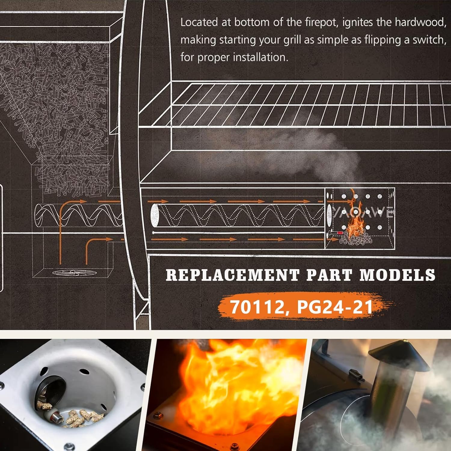 Detailed view of YAOAWE igniter parts including fuses