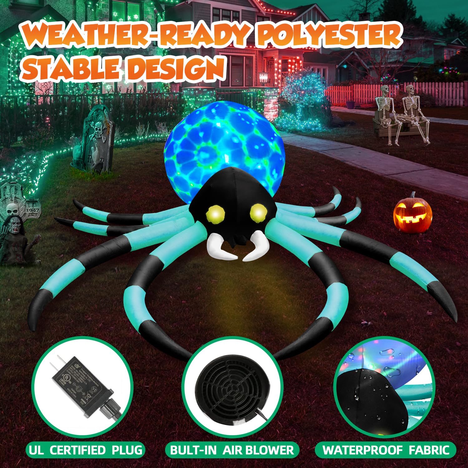 Details of the inflatable spider's materials and stitching