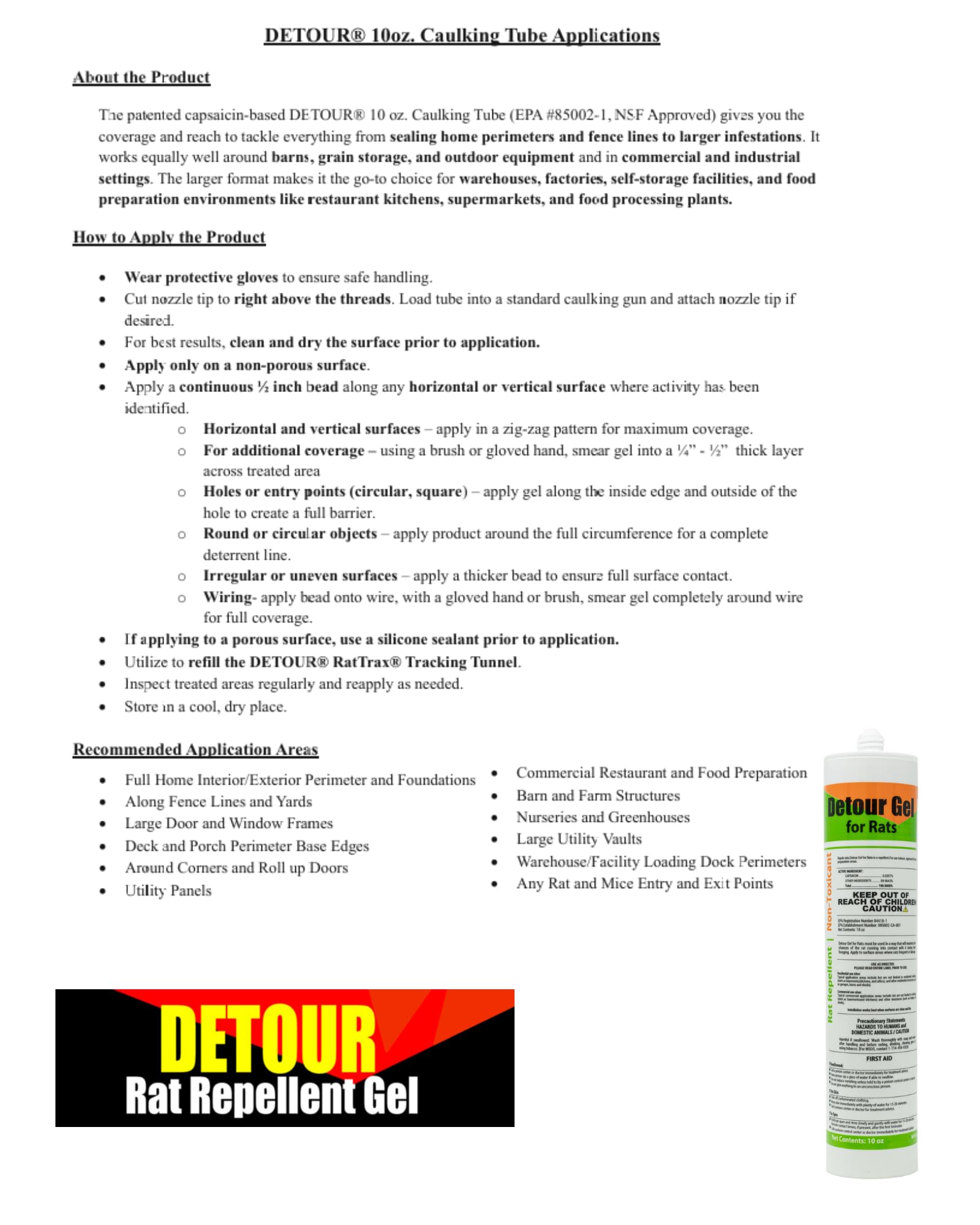 DETOUR Gel Rat Repellent packaging details