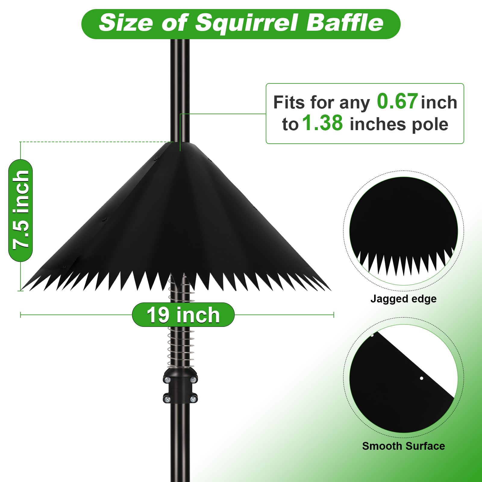 Detoypapa squirrel baffle installed on a bird feeder pole