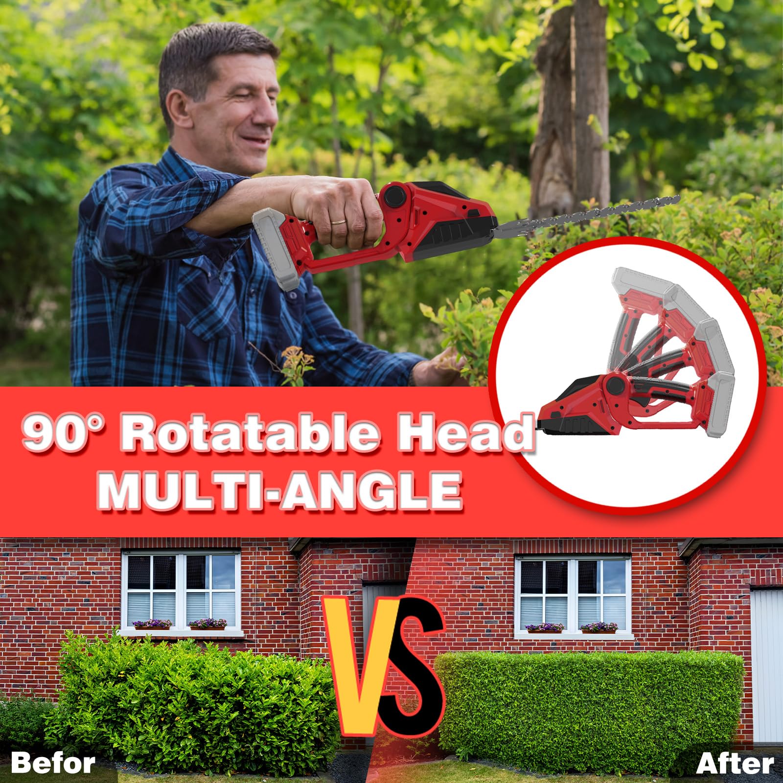 DEVTBLUN Cordless Hedge Trimmer package contents