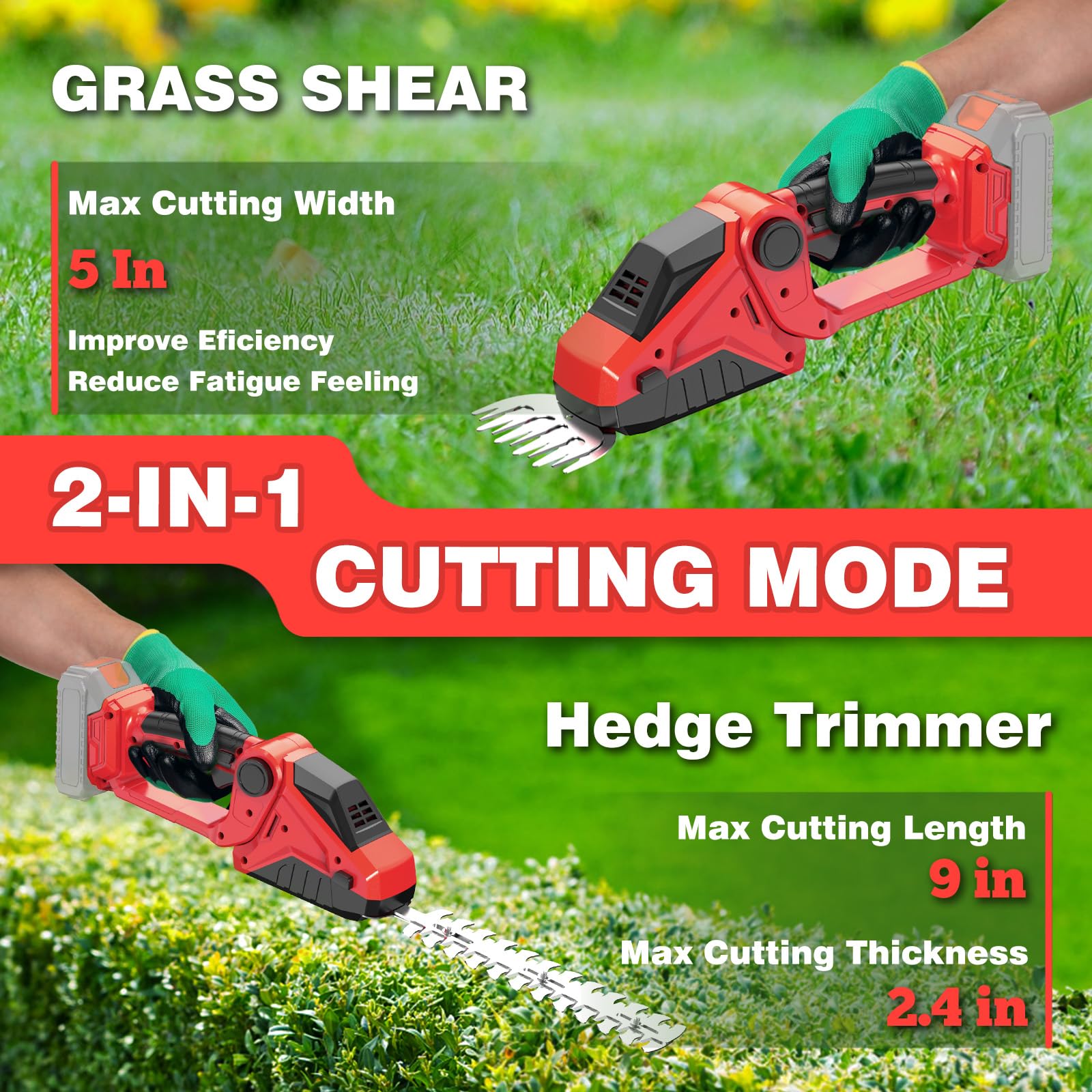 DEVTBLUN Cordless Hedge Trimmer with adjustable head