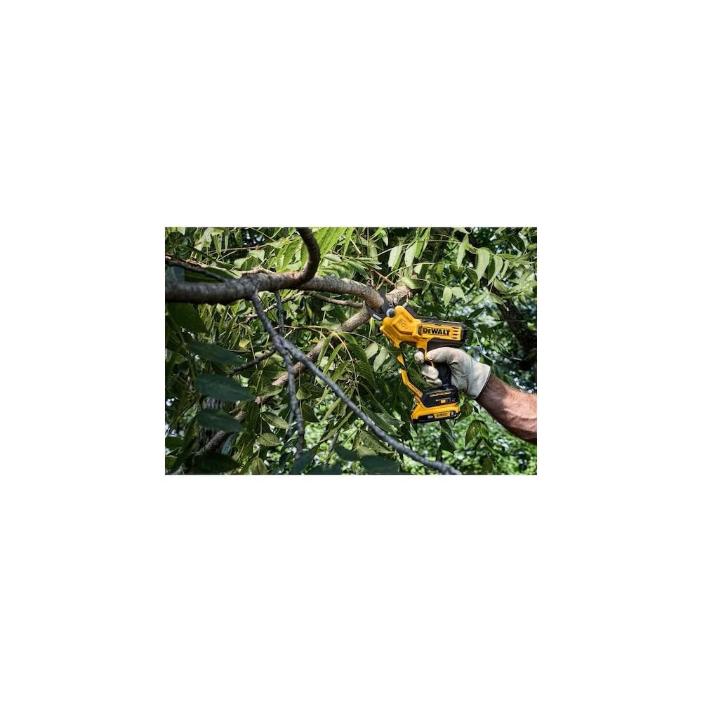 DEWALT DCPR320D1 pruner in garden setting