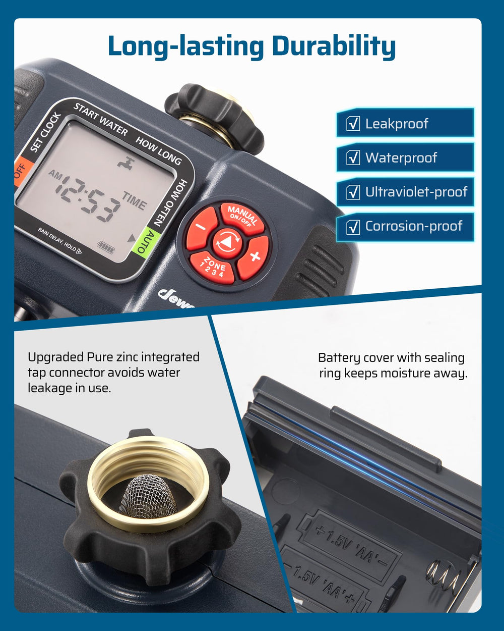 DEWENWILS Sprinkler Timer in outdoor garden setup