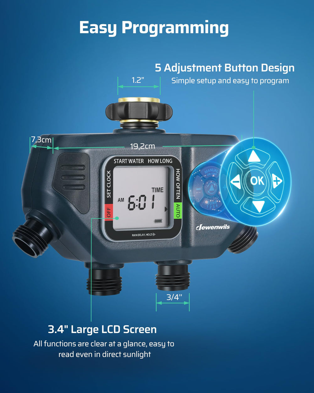 DEWENWILS Sprinkler Timer manual and accessories