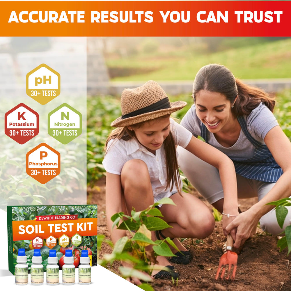 Dewilde Trading Co Soil Test Kit contents including test vials