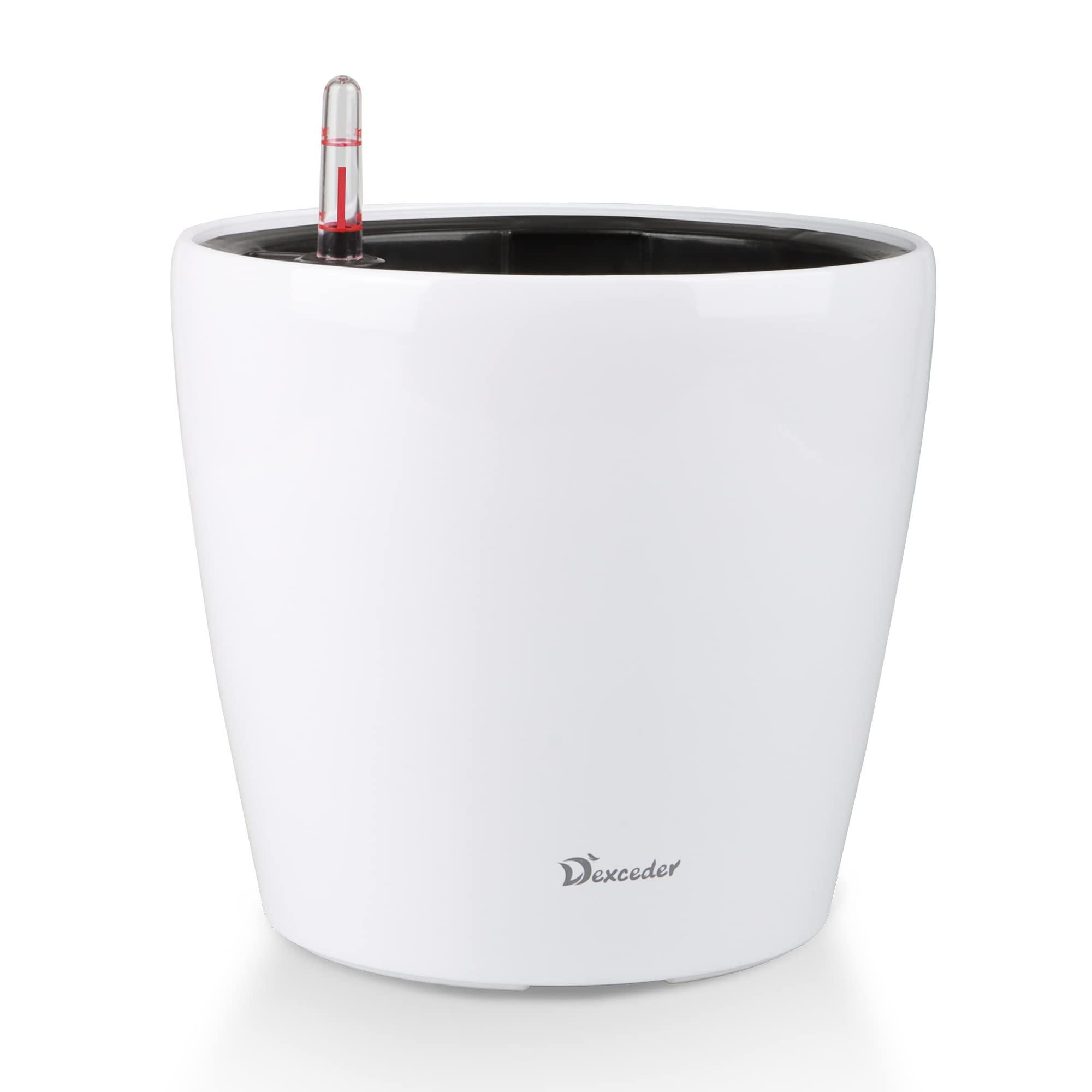 Dexceder 9x8 Self Watering Planter in Ceramic White, front view
