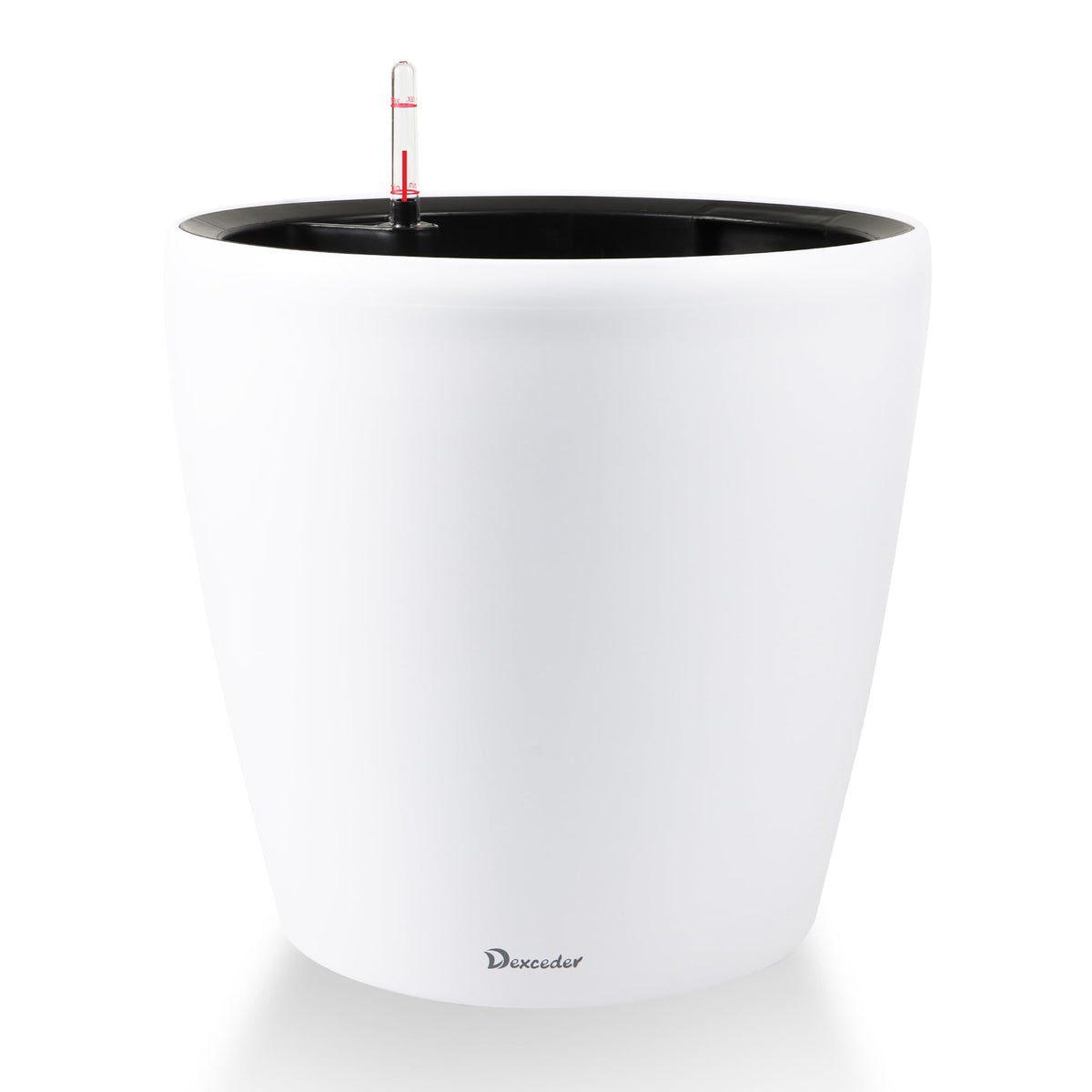 Dexceder Self Watering Planter 13x12 white matte front view