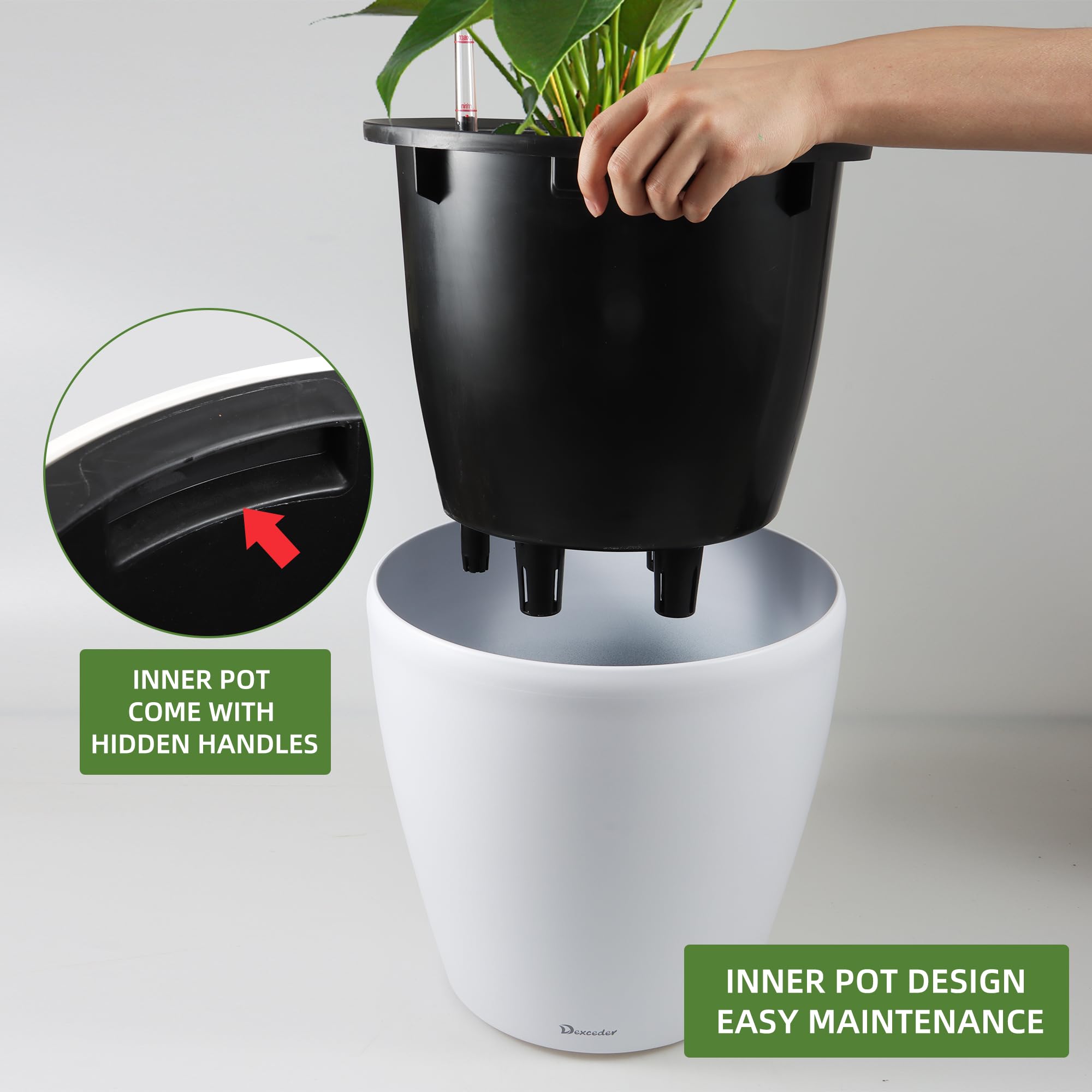 Dexceder Self Watering Planter close-up of matte finish