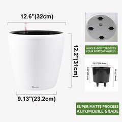 Dexceder Self Watering Planter with wheels side view