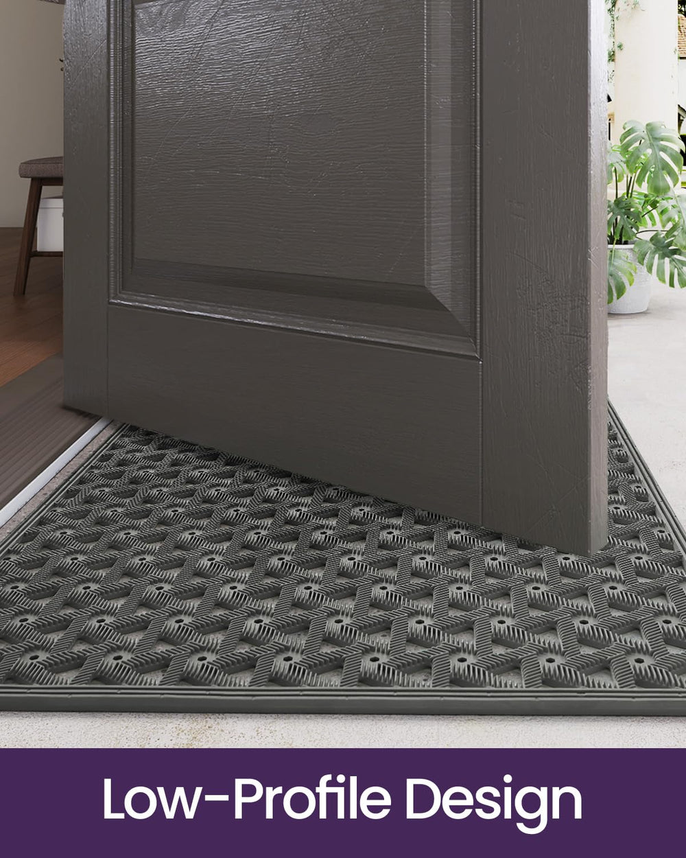 DEXI doormat with muddy shoes on it