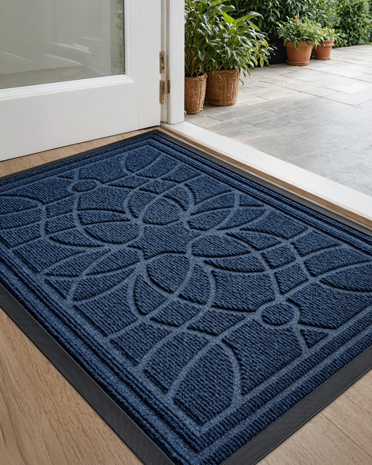 DEXI Front Door Mat 24x36 blue model front view