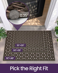 DEXI Front Door Mat Brown 19x30 in front of a door