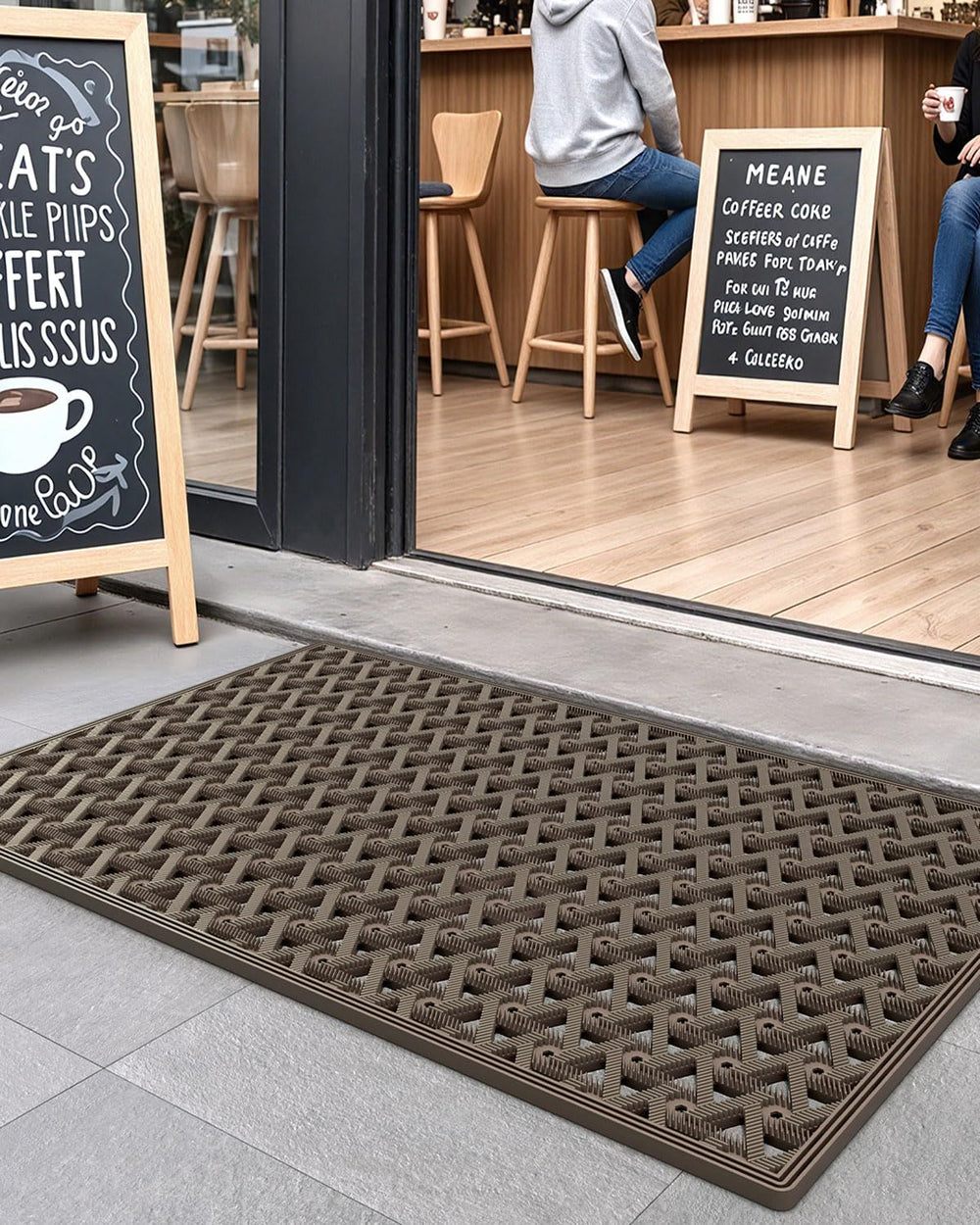 DEXI Front Door Mat Brown 19x30 side view showing texture