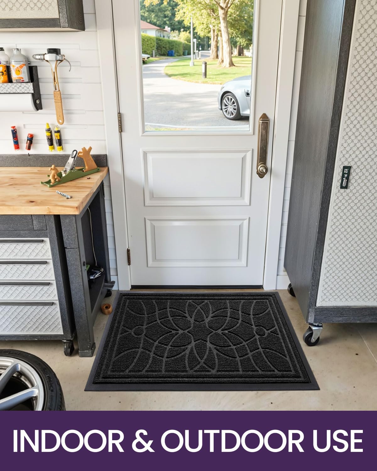 DEXI Front Door Mat displayed with accessories