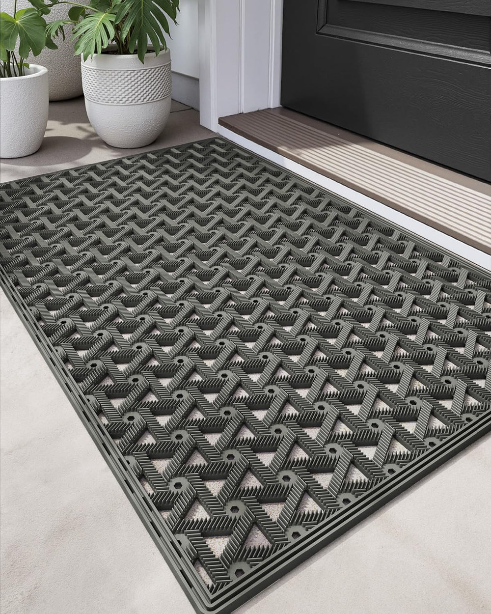 DEXI Front Door Mat Grey, front view