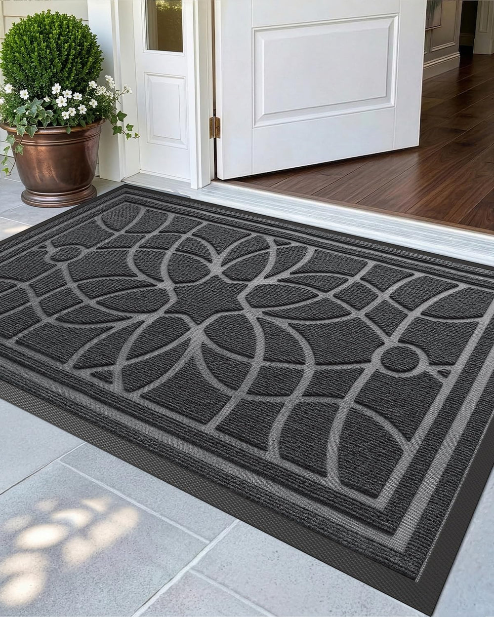 DEXI Heavy Duty Non-Slip Front Door Mat 32x48, Grey front view