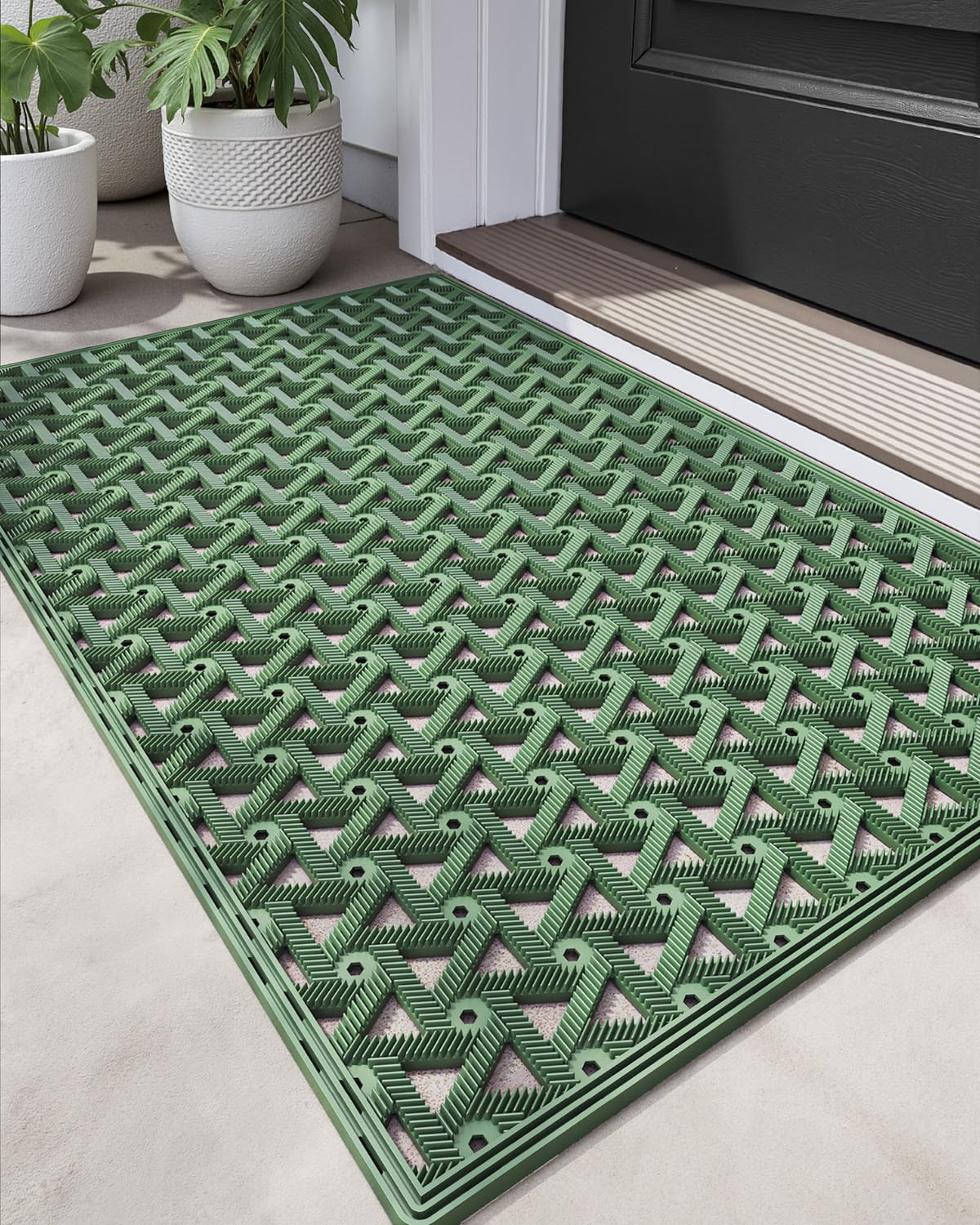 DEXI Rubber Doormat front view in green colour