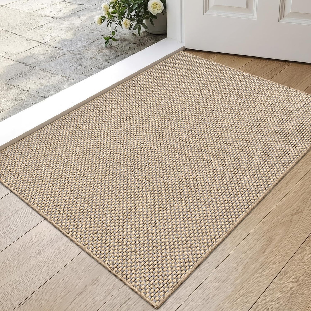 DEXI Thin Door Mat 17x30 beige front view