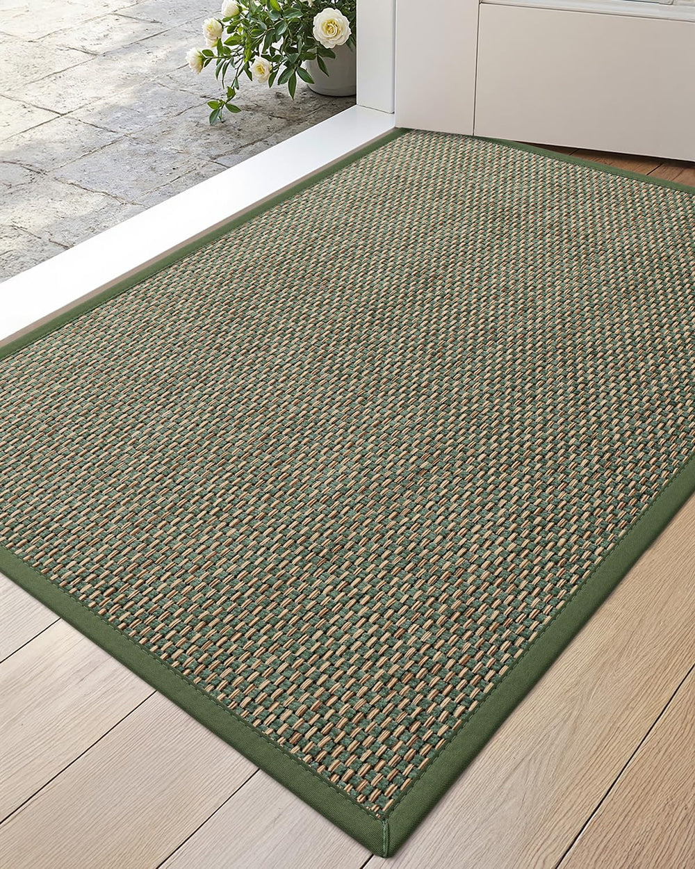 DEXI Ultra Thin Indoor Door Mat 24x36 green front view