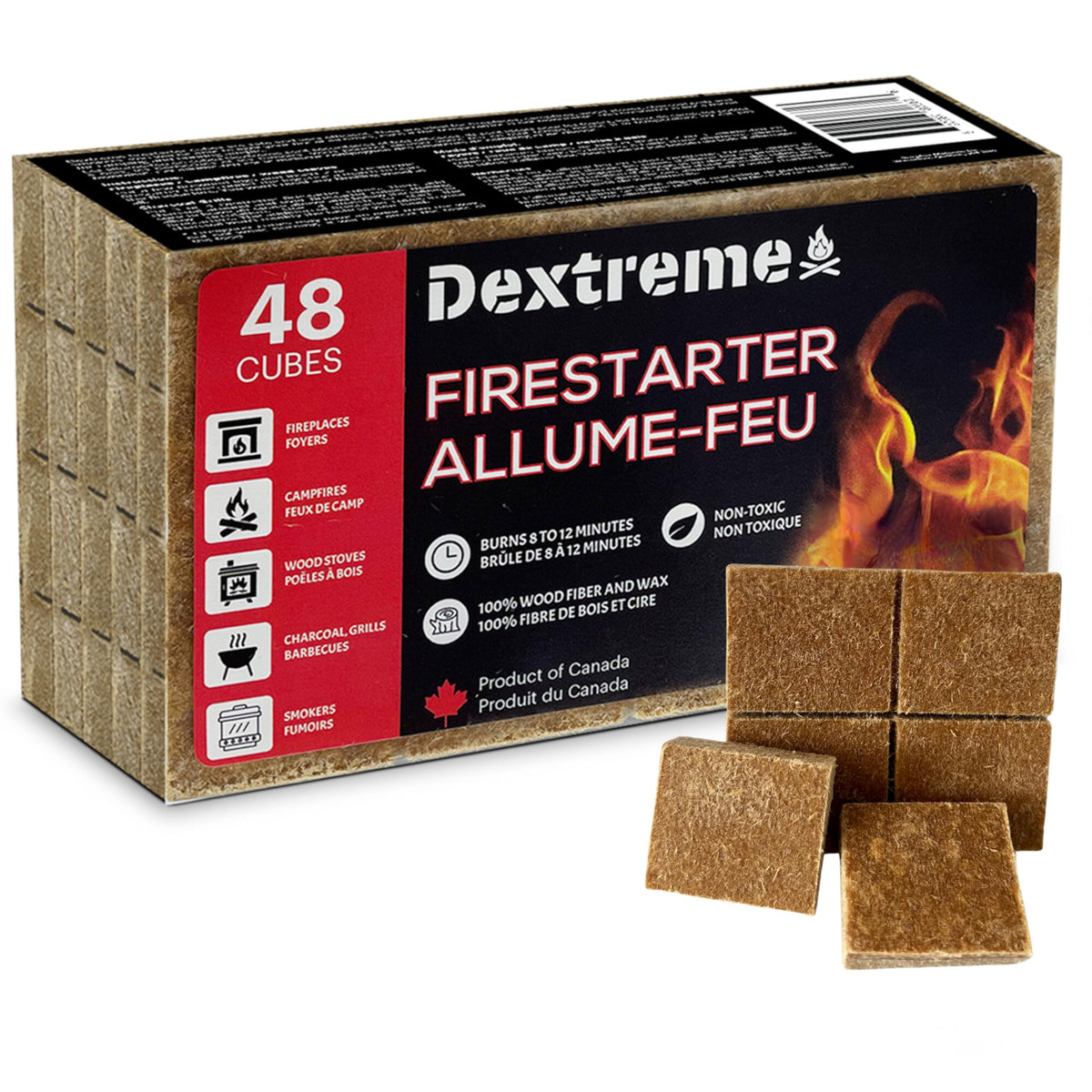Dextreme Fire Starter Pack of 48 natural fire starter cubes