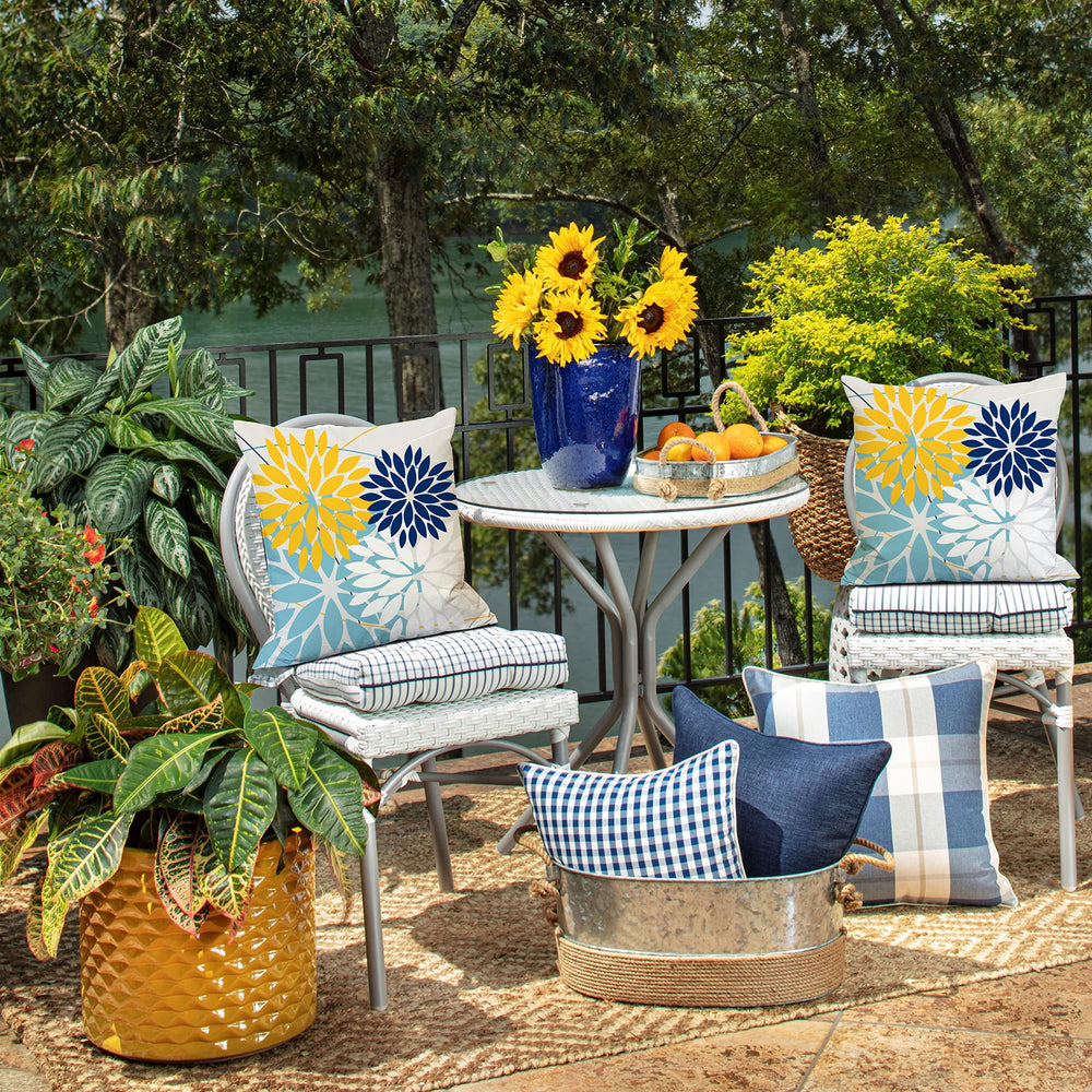 DFXSZ Outdoor Pillow Cover in Vibrant Yellow and Blue