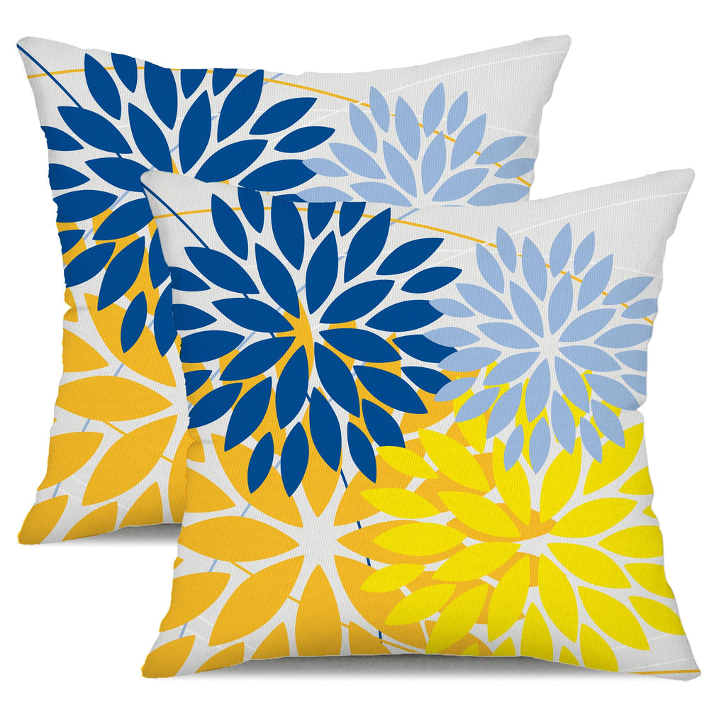 DFXSZ Outdoor Waterproof Throw Pillow Cover Blue Yellow Front View