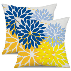 DFXSZ Outdoor Waterproof Throw Pillow Cover Blue Yellow Front View