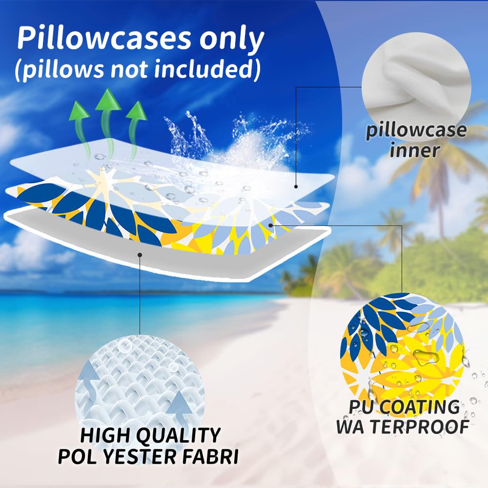 DFXSZ Outdoor Waterproof Throw Pillow Cover Blue Yellow Hidden Zipper