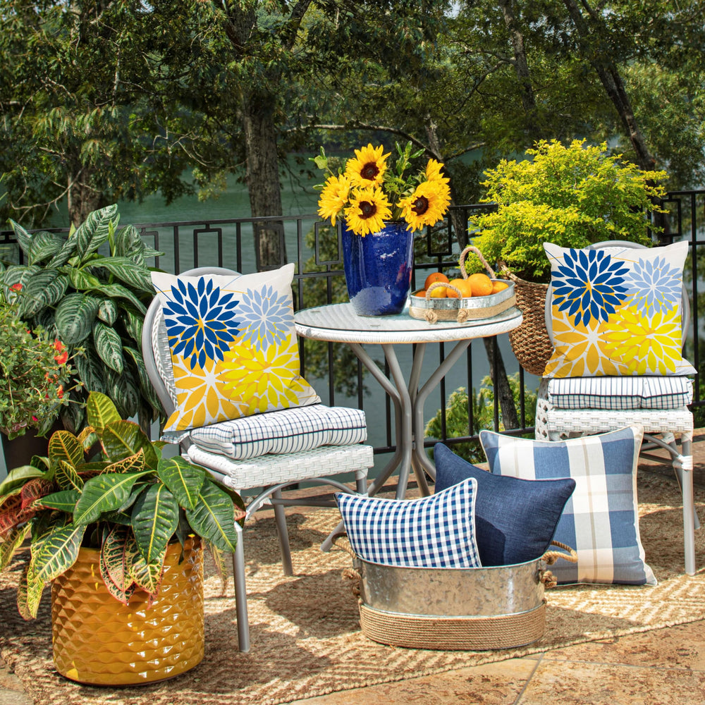 DFXSZ Outdoor Waterproof Throw Pillow Cover Blue Yellow Packaging