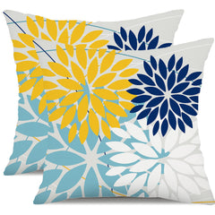 DFXSZ Outdoor Waterproof Throw Pillow Cover Yellow Blue Front View