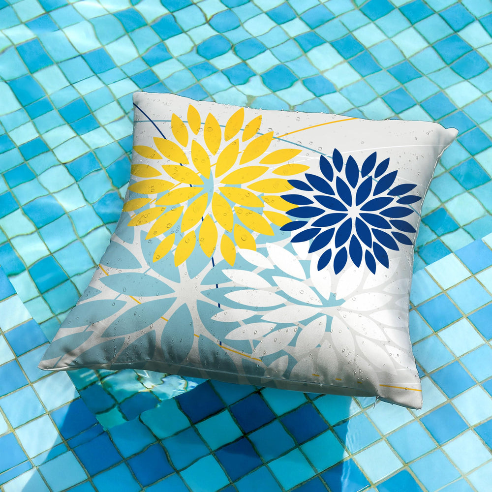 DFXSZ Outdoor Waterproof Throw Pillow Cover Yellow Blue Side View