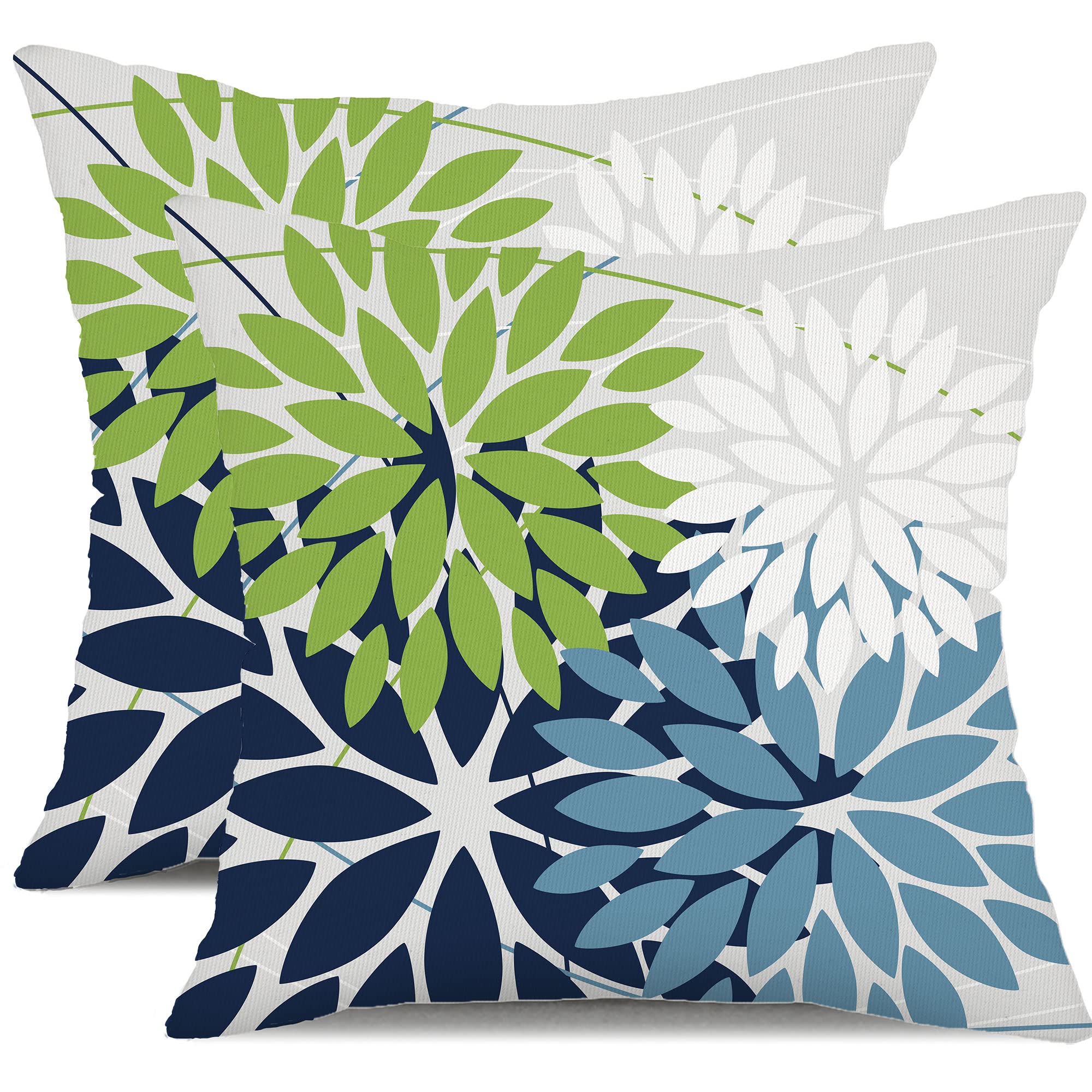 DFXSZ Outdoor Waterproof Throw Pillow Covers in Green Blue front view