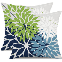 DFXSZ Outdoor Waterproof Throw Pillow Covers in Green Blue front view