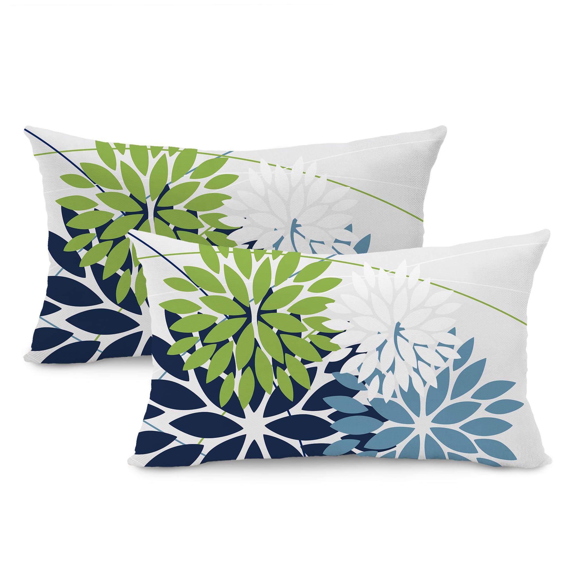 DFXSZ pack of 2 outdoor waterproof throw pillow covers in blue green front view
