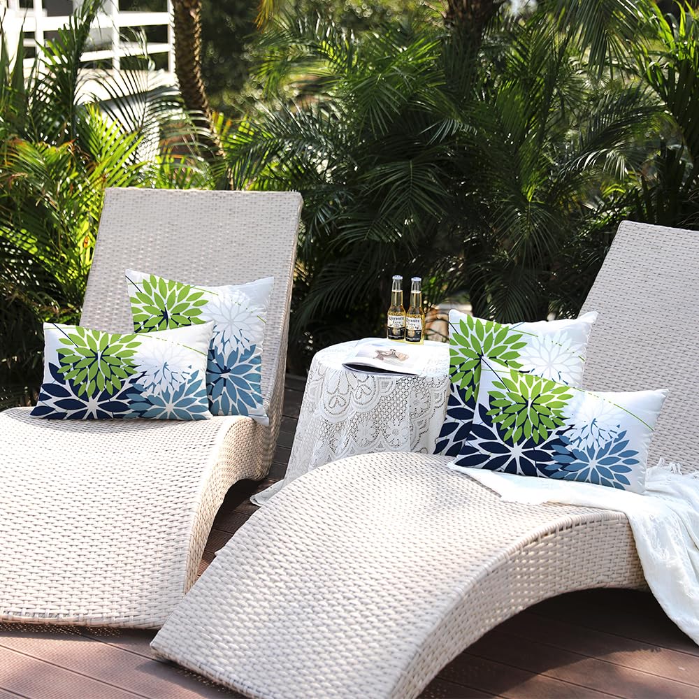 DFXSZ pillow covers displayed on a garden bench