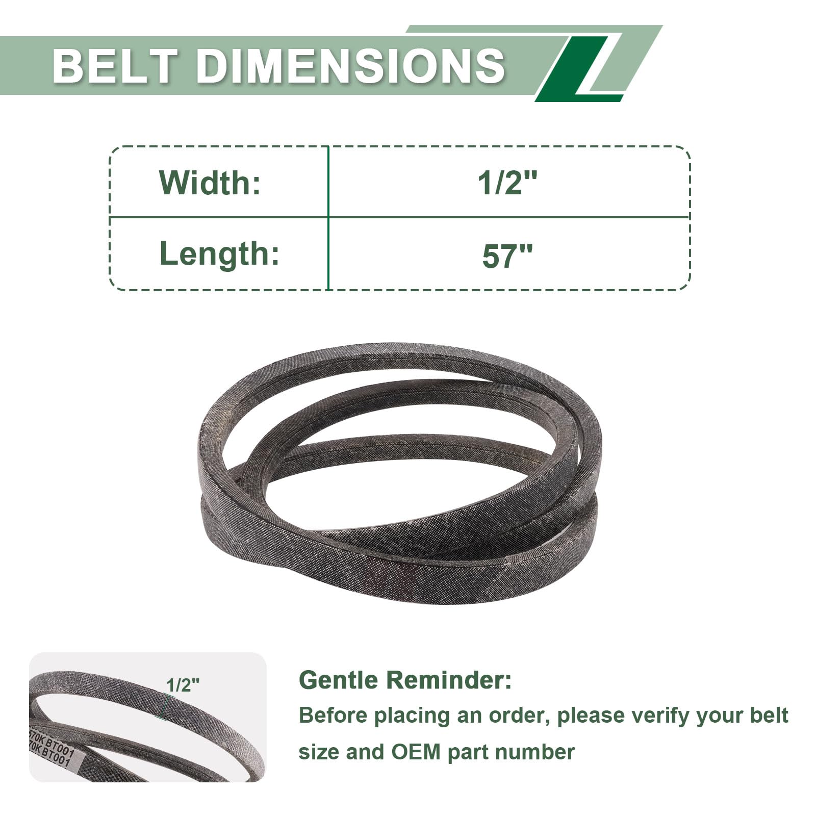 DHLPTX 1/2" x 57" Drive V-Belt 07200718 packaging