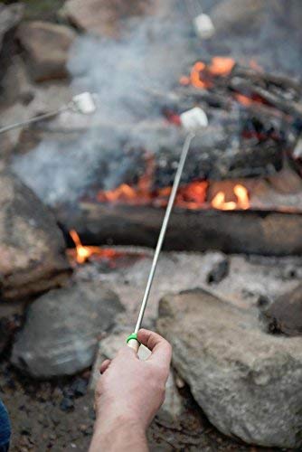 Different angle of MalloMe S'mores Stick showcasing wooden handle