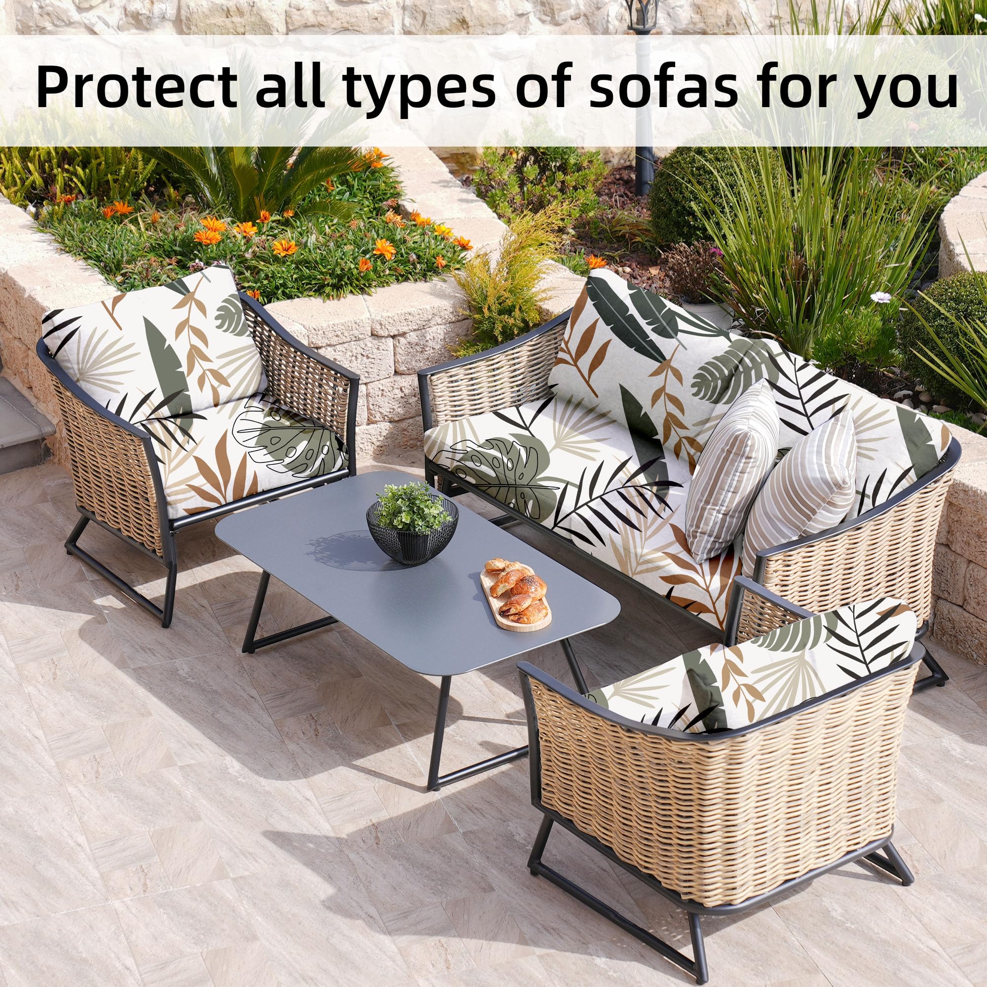 Different angles of BIETYONE Outdoor Cushion Covers in use