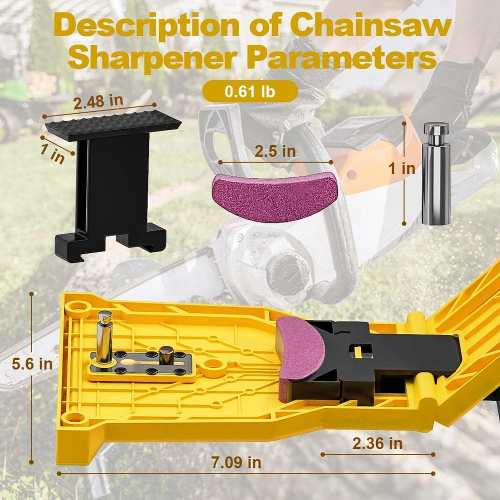 Different angles of Dekvoraq Chainsaw Sharpener components