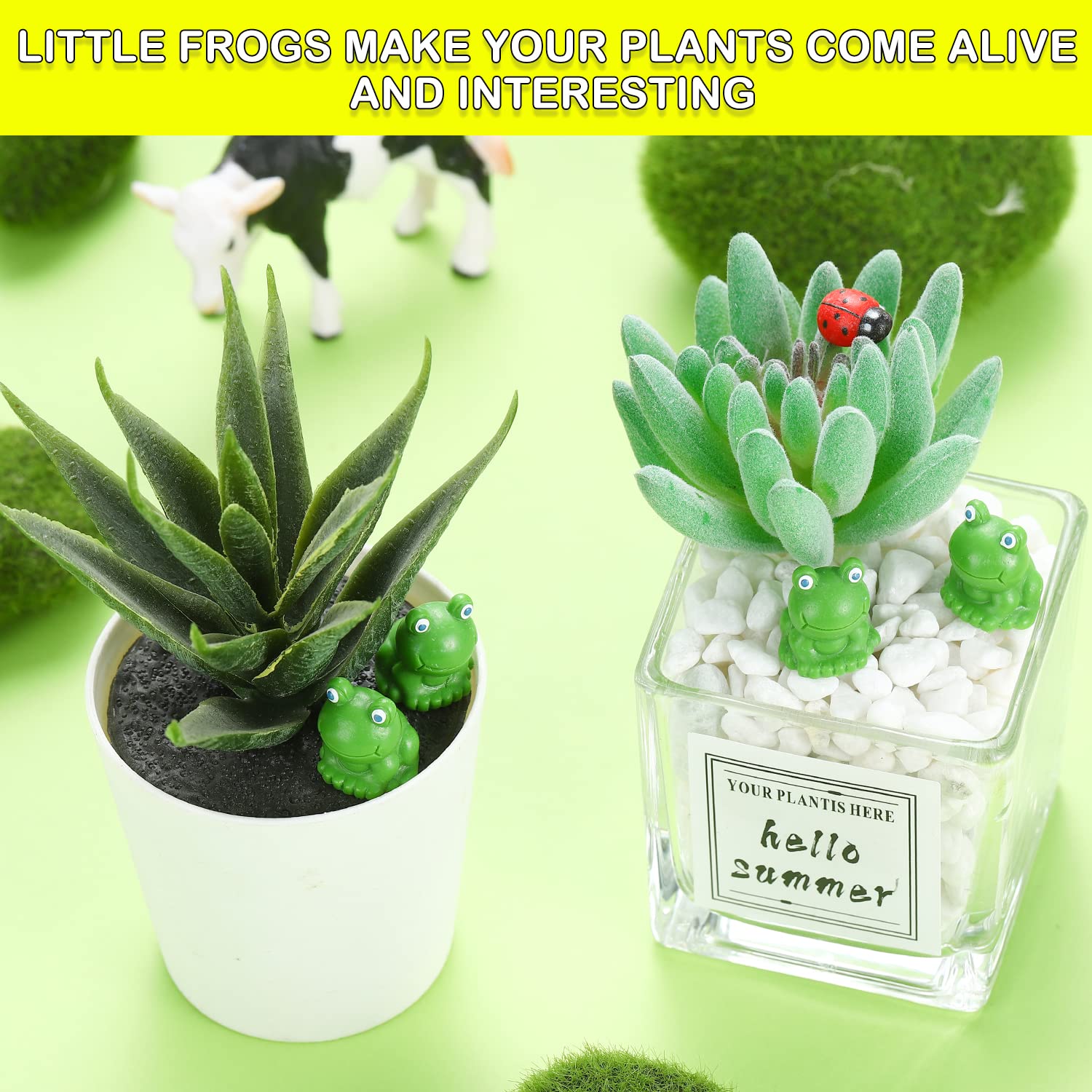 Different angles of EKisemio mini frog figurines