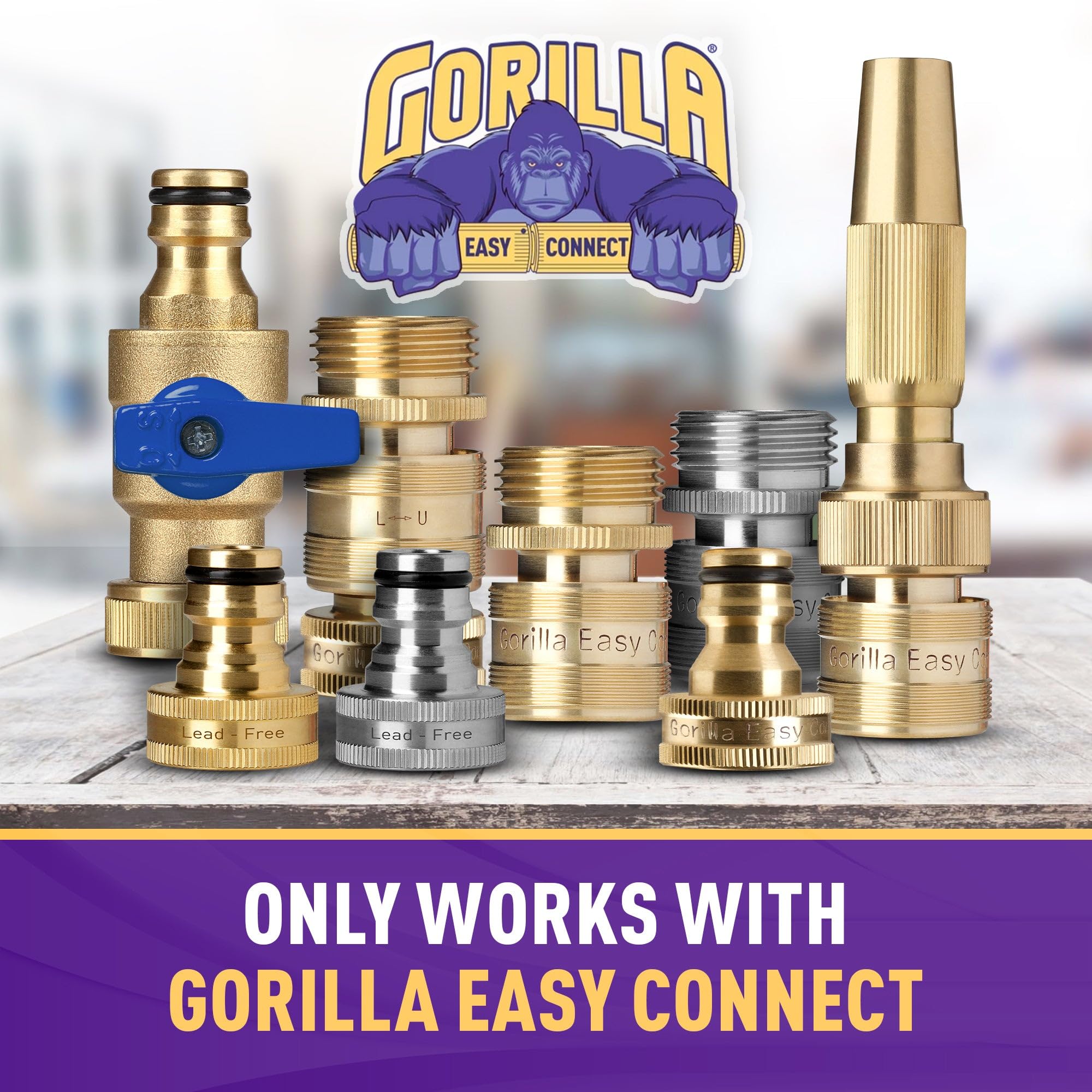 Different angles of GORILLA EASY CONNECT brass fittings