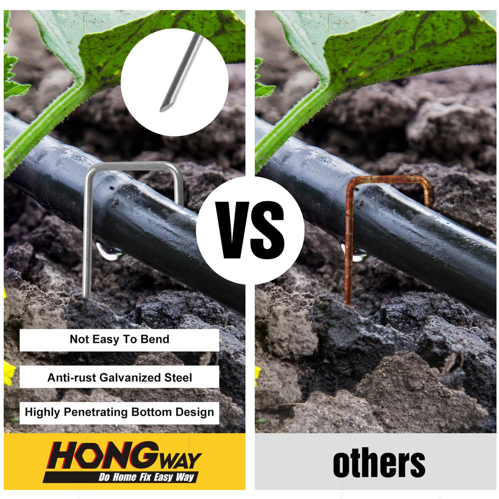 Different angles of HongWay landscape fabric staples