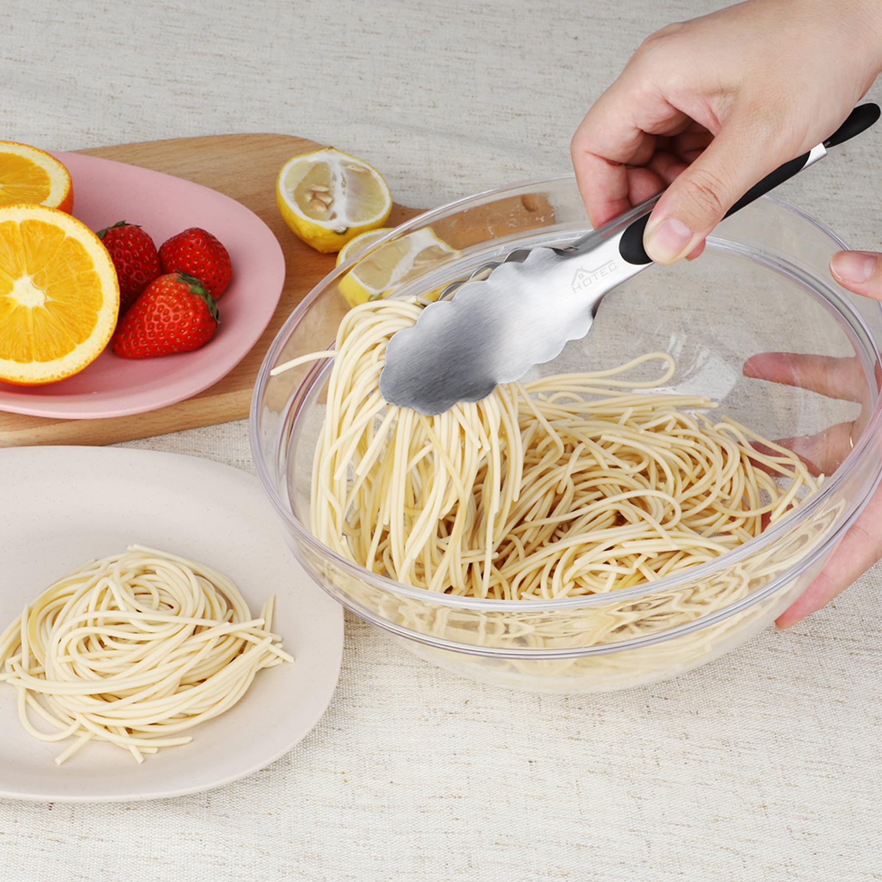 Different angles of HOTEC mini tongs showing design