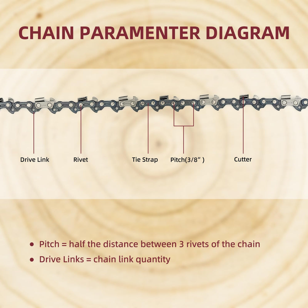 Different angles of JINFFR 10 Inch Chainsaw Chain
