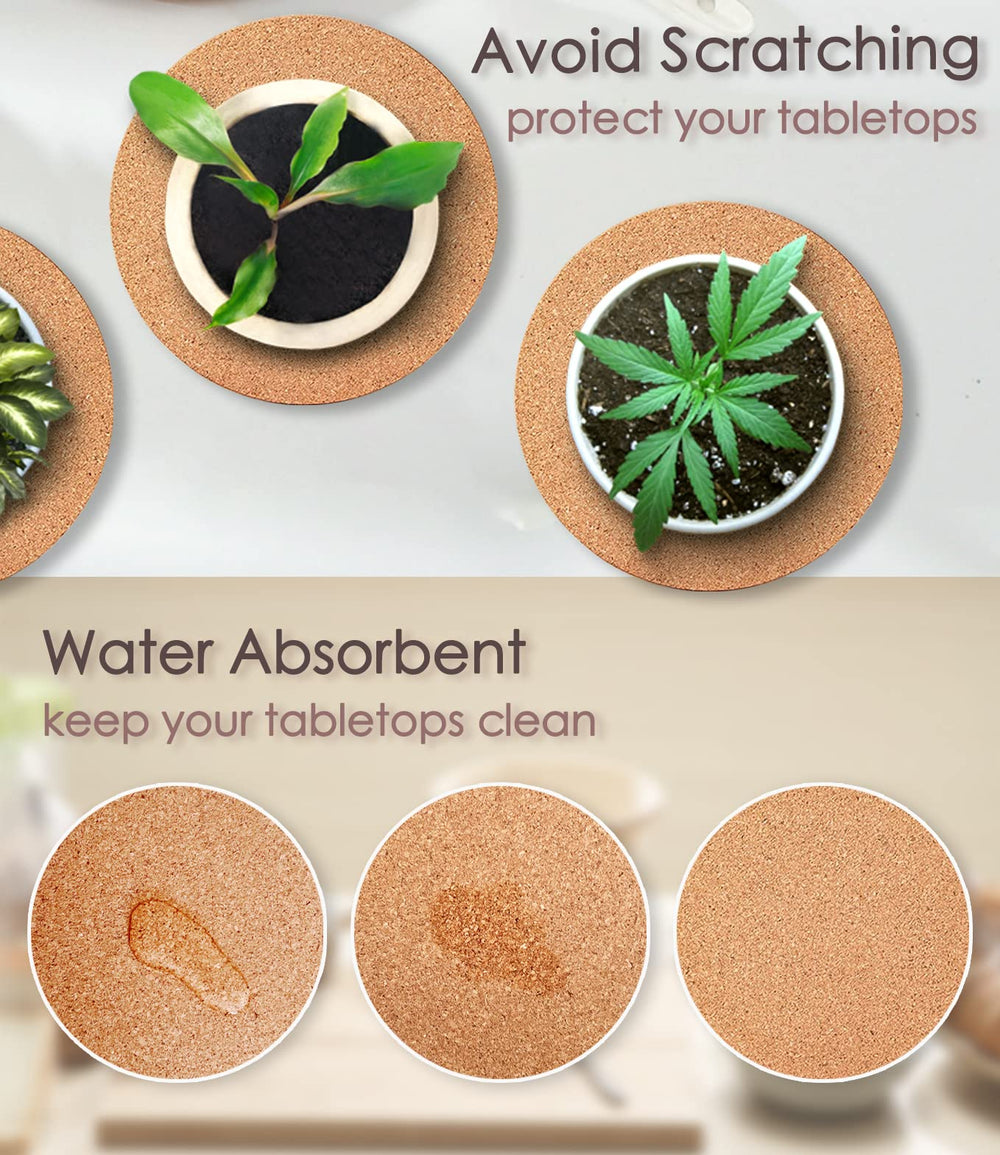 Different angles of KITLAB Cork Plant Coasters