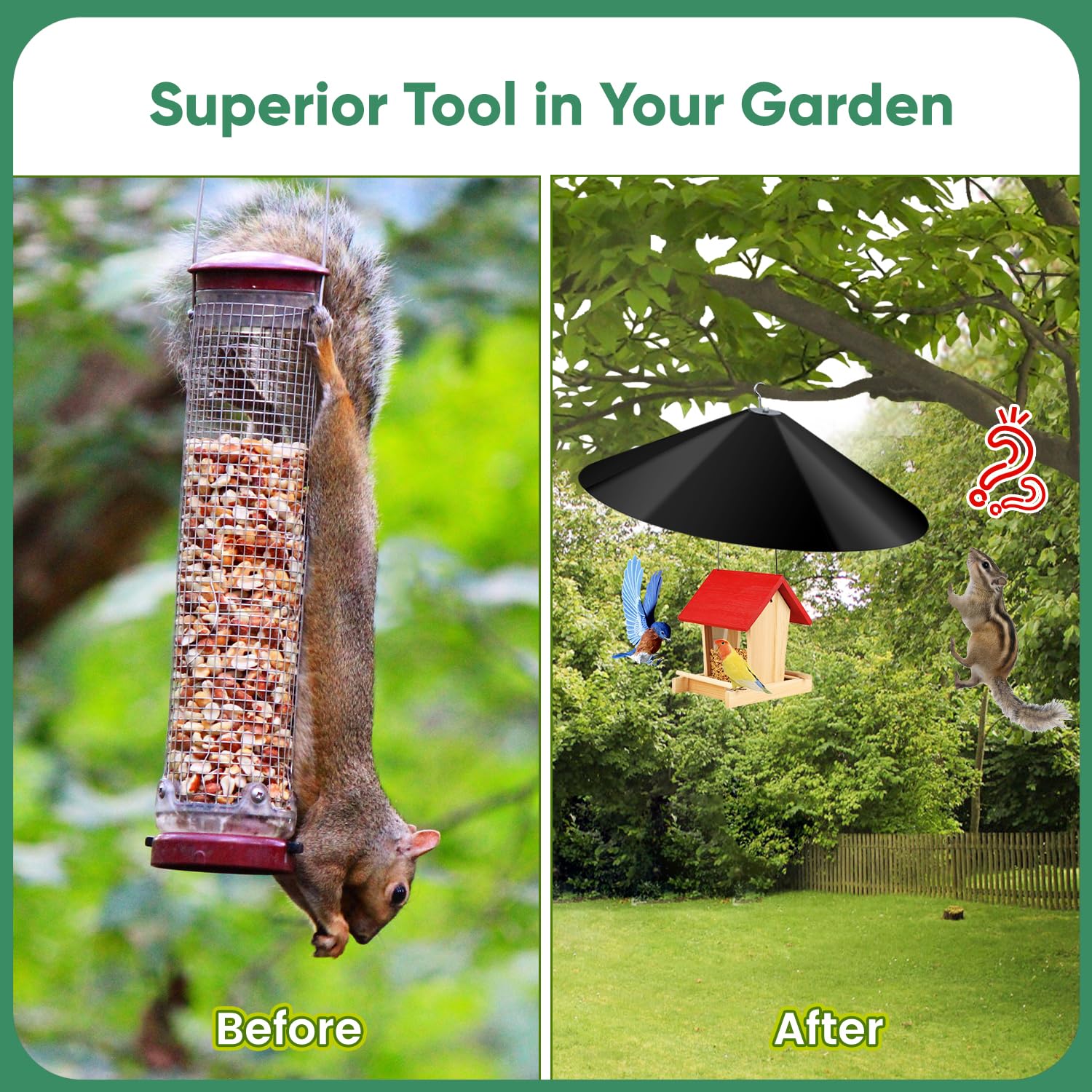 Different colour options of KITVONA squirrel baffle