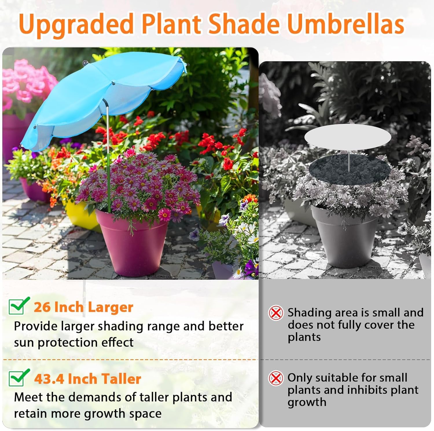 Different colours of MJZ Plant Umbrellas side view